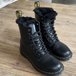 Dr. Martens Black Fur-Lined Lace-Up Boots